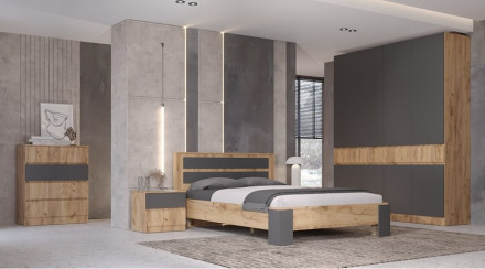 Тумба прикроватная Ленора, Дуб вотан/Графит 